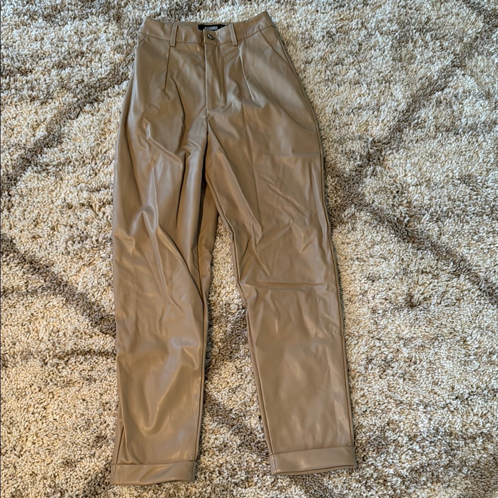 Zara Tan Faux Leather Pants